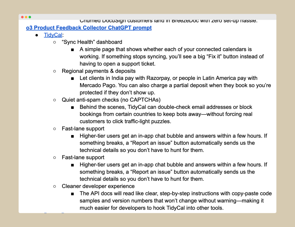 Feedback Collector prompt learnings