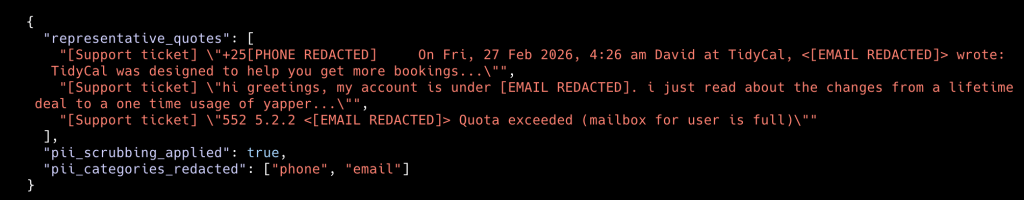 PII scrubber in action with the pm-copilot
