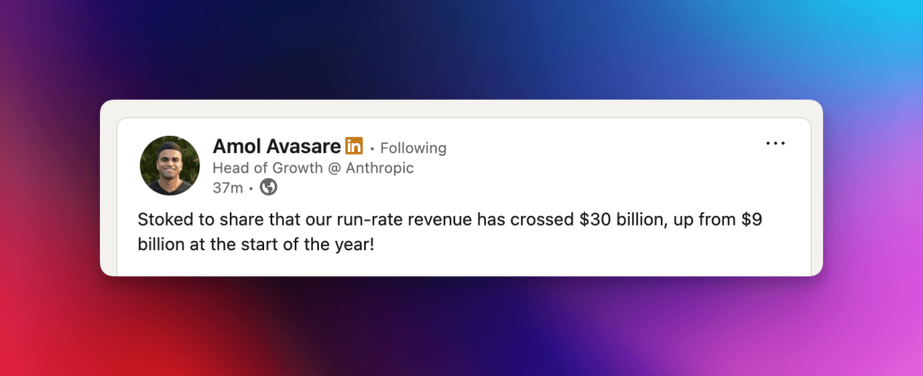 A post from the Head of Growth about the run rate increase